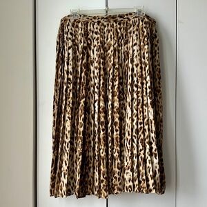 J.Crew Pleated Leopard Midi Skirt